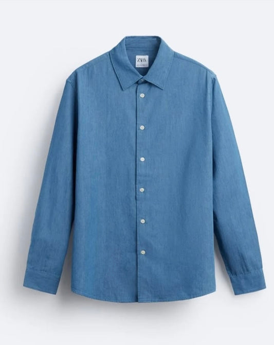 Zara Soft Denim Shirt in Blue
