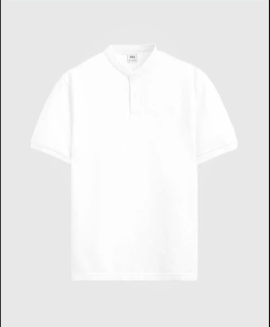 Zara Textured Pique Polo Shirt in White