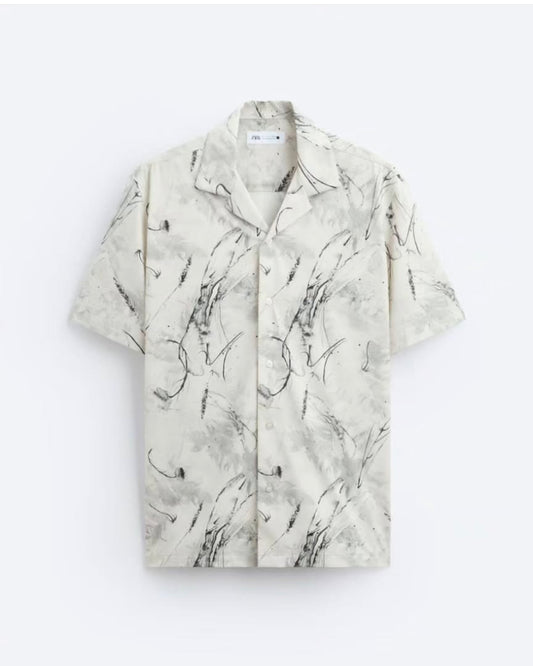 Zara Regular Fit Abstract Print Shirt