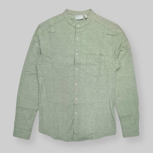 Asos Slim Fit Olive Green Cotton Button Cuff Shirt