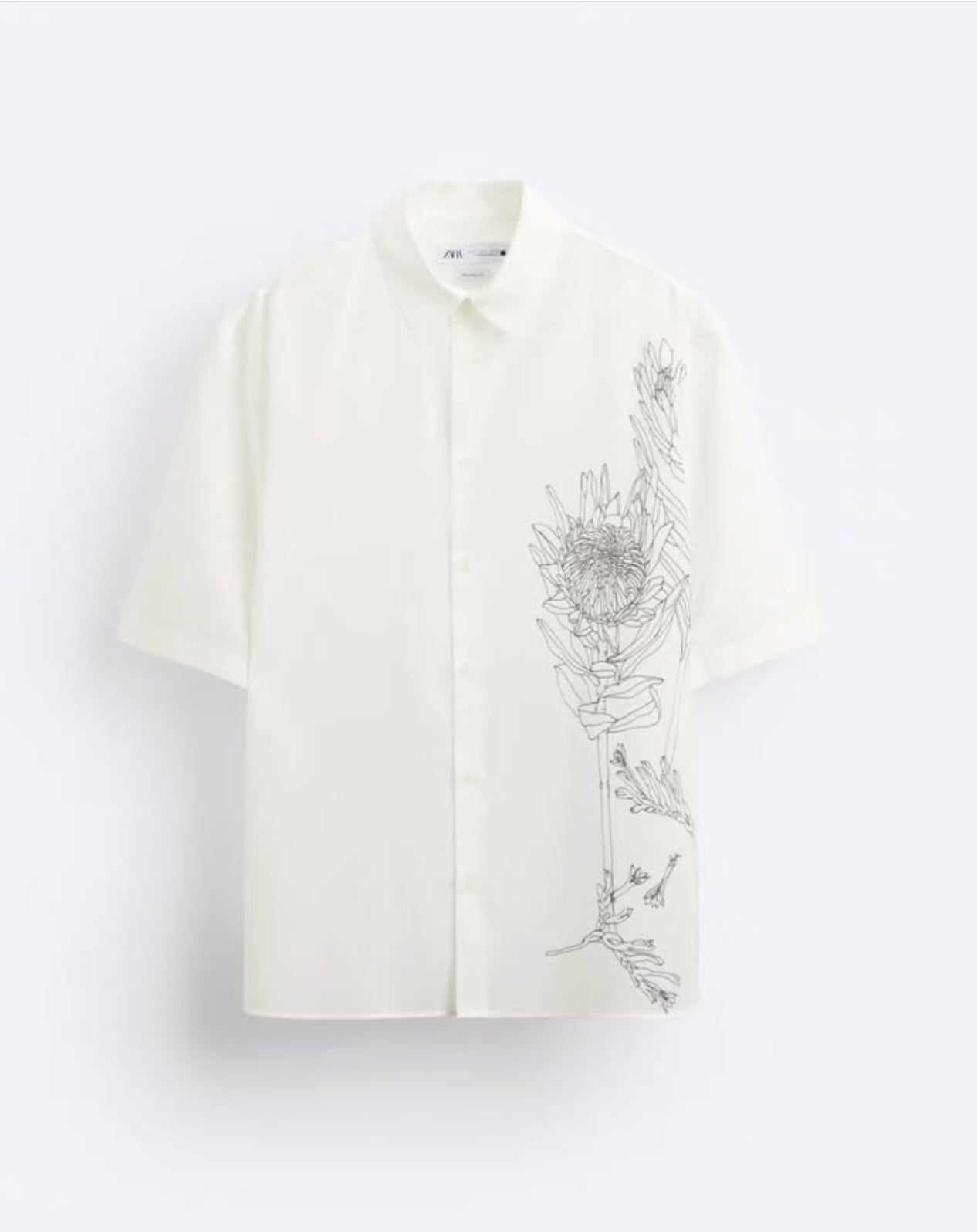 Zara White Shirt With Pattern
