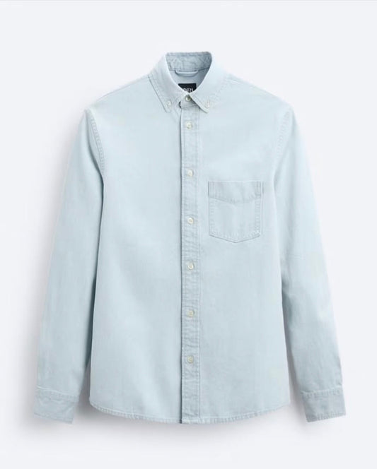 Zara Regular Fit Denim Shirt in Blue