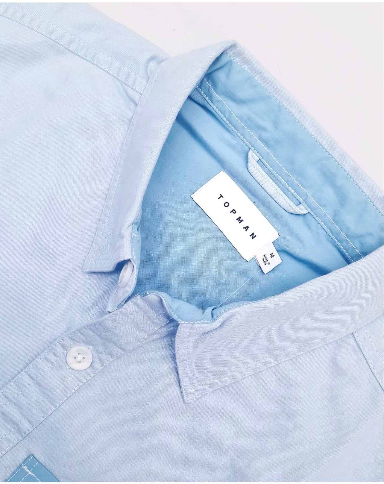 Topman Regular Fit Blue Cotton Button Cuff Shirt With Utility Pockets
