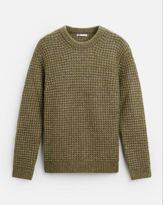 Zara Check Textured Sweater