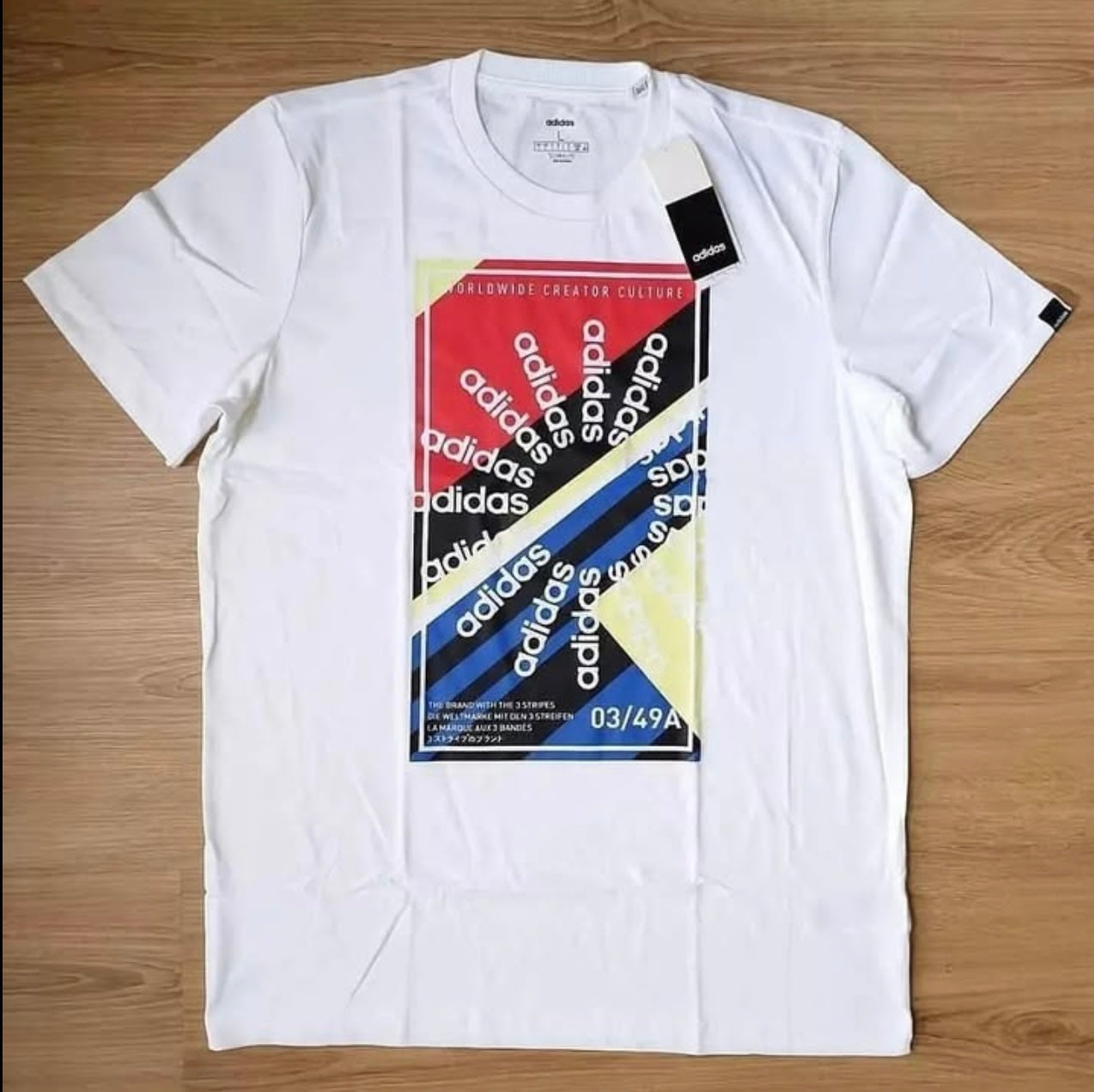 Adidas Regular Fit Digital Print Short Sleeve T-Shirt in White
