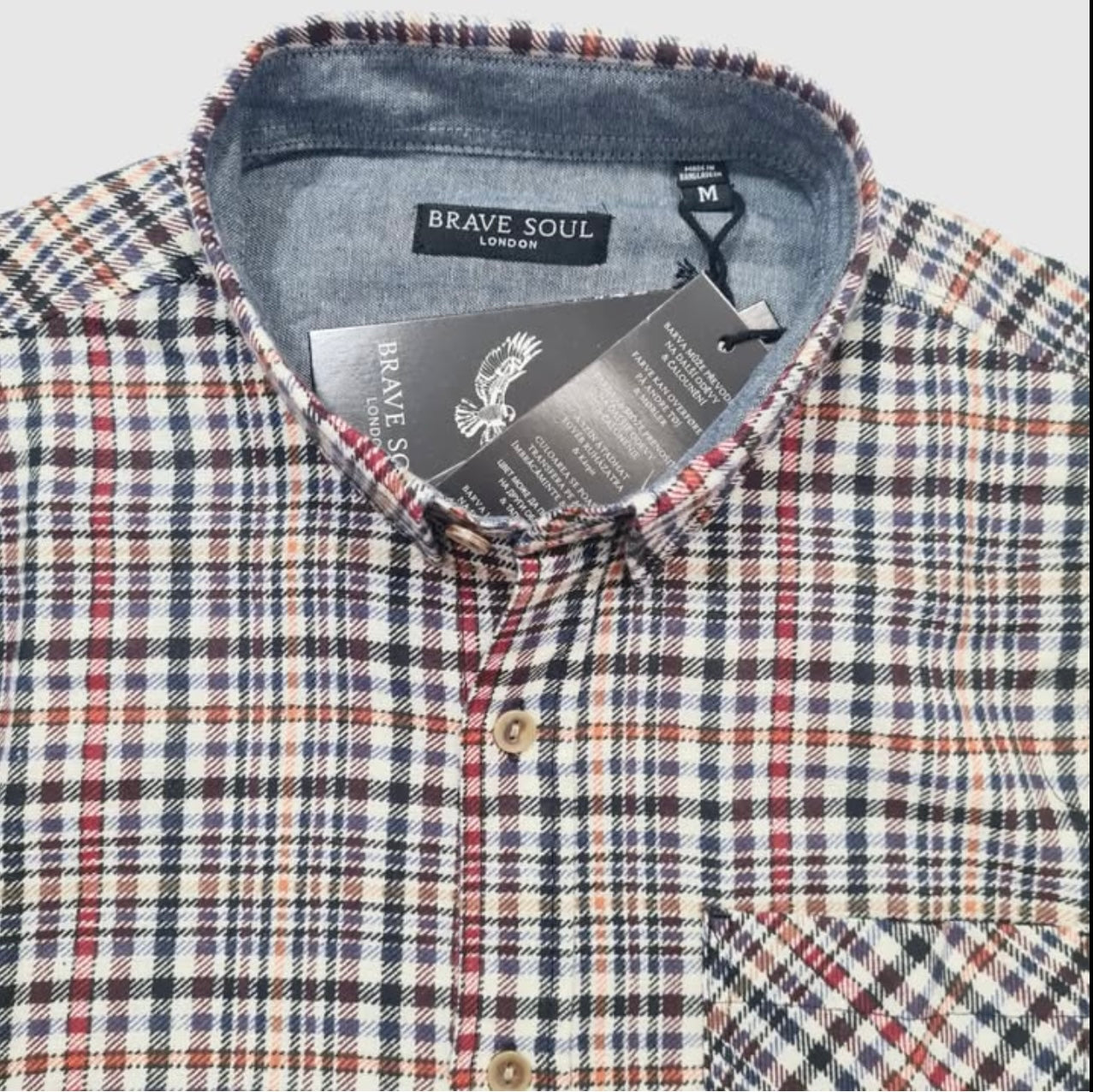 Brave Soul Regular Fit Brown Check Button Cuff Shirt