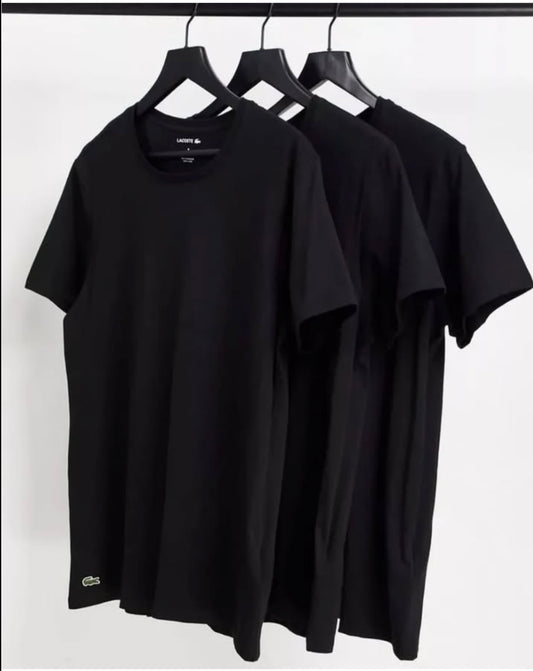 Lacoste 3 Pack Slim Fit T Shirt in Black