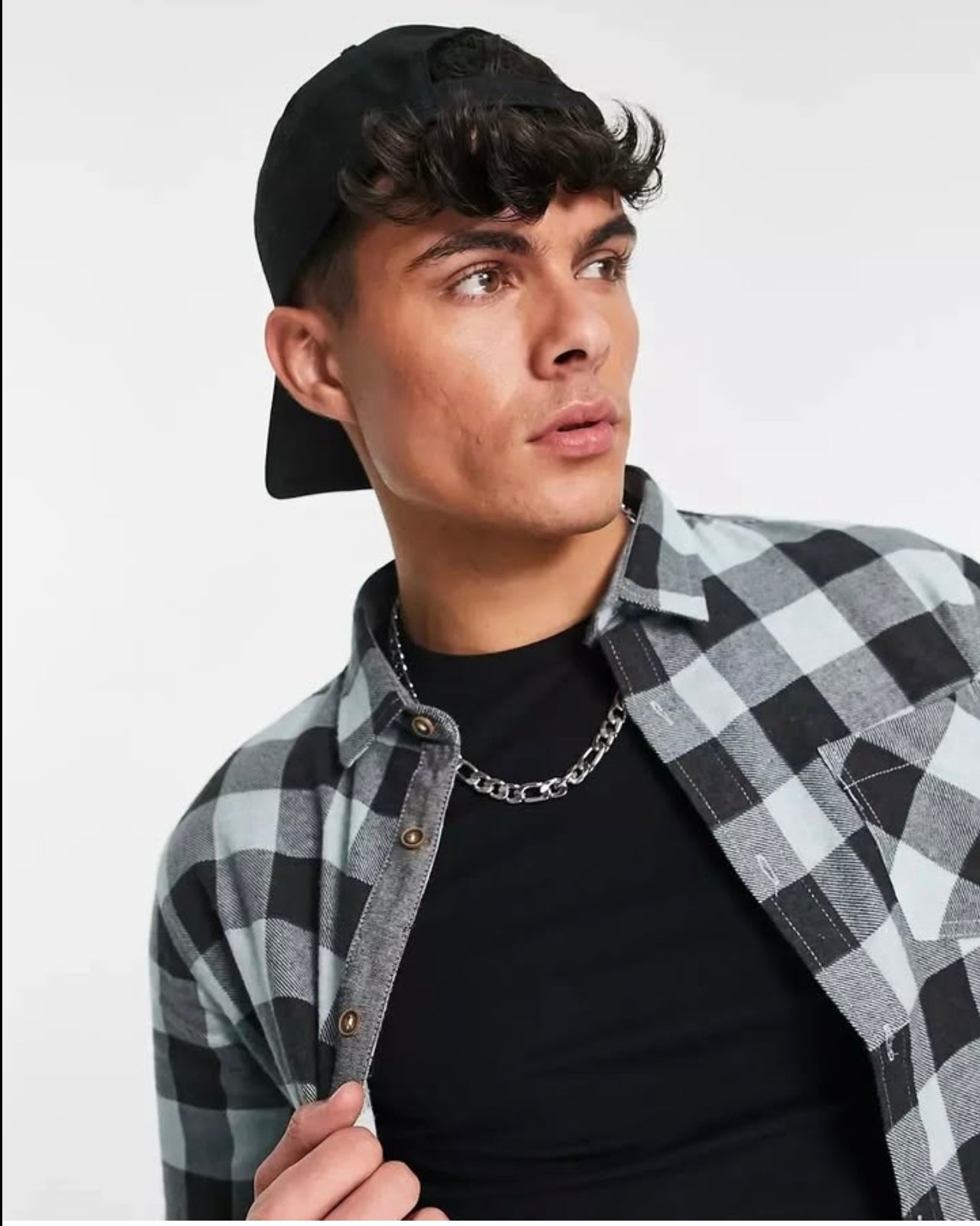 Brave Soul Regular Fit Blue Check Button Cuff Shirt