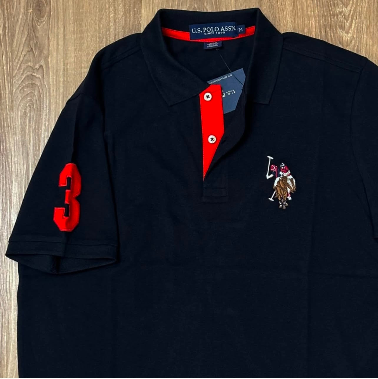 US Polo Assn Regular Fit Pique Polo Shirt in Black