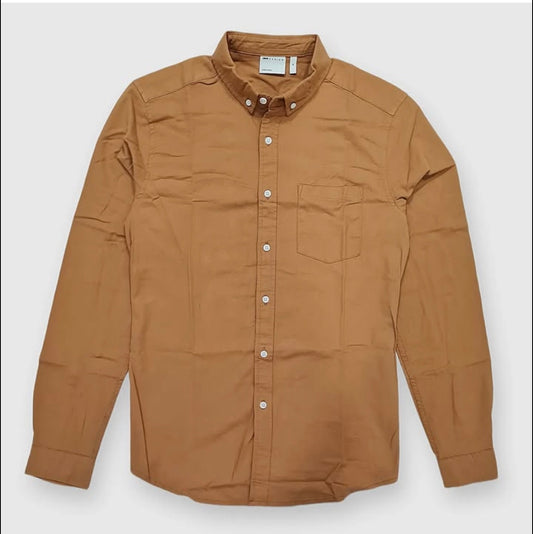 Asos Slim Fit Oxford Cotton Shirt in Rust
