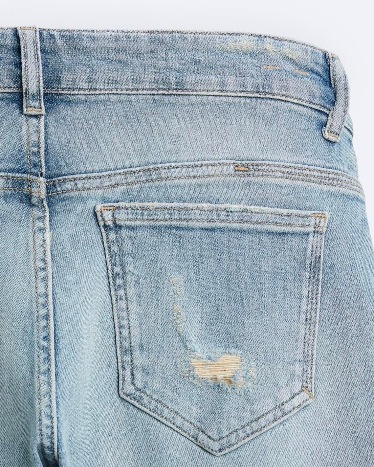 Zara Slim Fit Ripped Denim in Light Blue