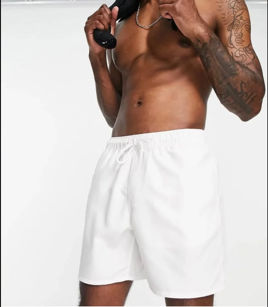 Asos Regular Fit Swim Shorts in White