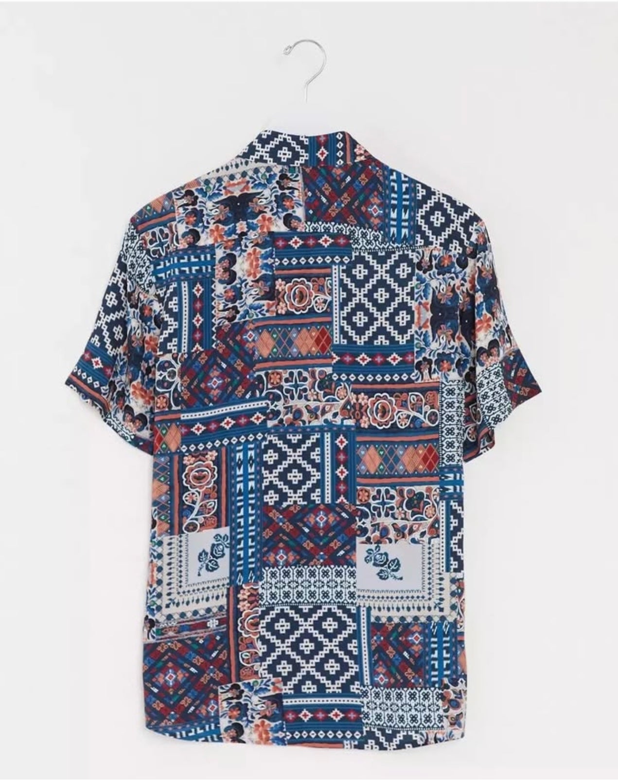Asos Regular Fit Blue Aztec Shirt in Viscose Fabric