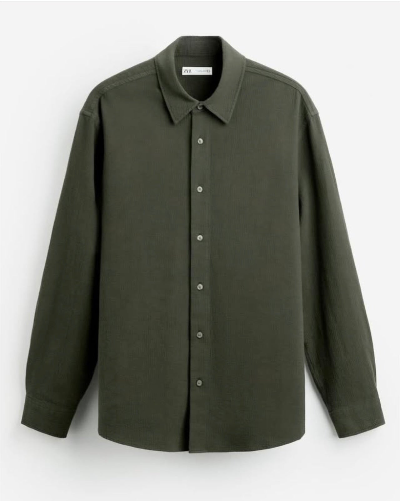 Zara Regular Fit Textured Shirt in Green