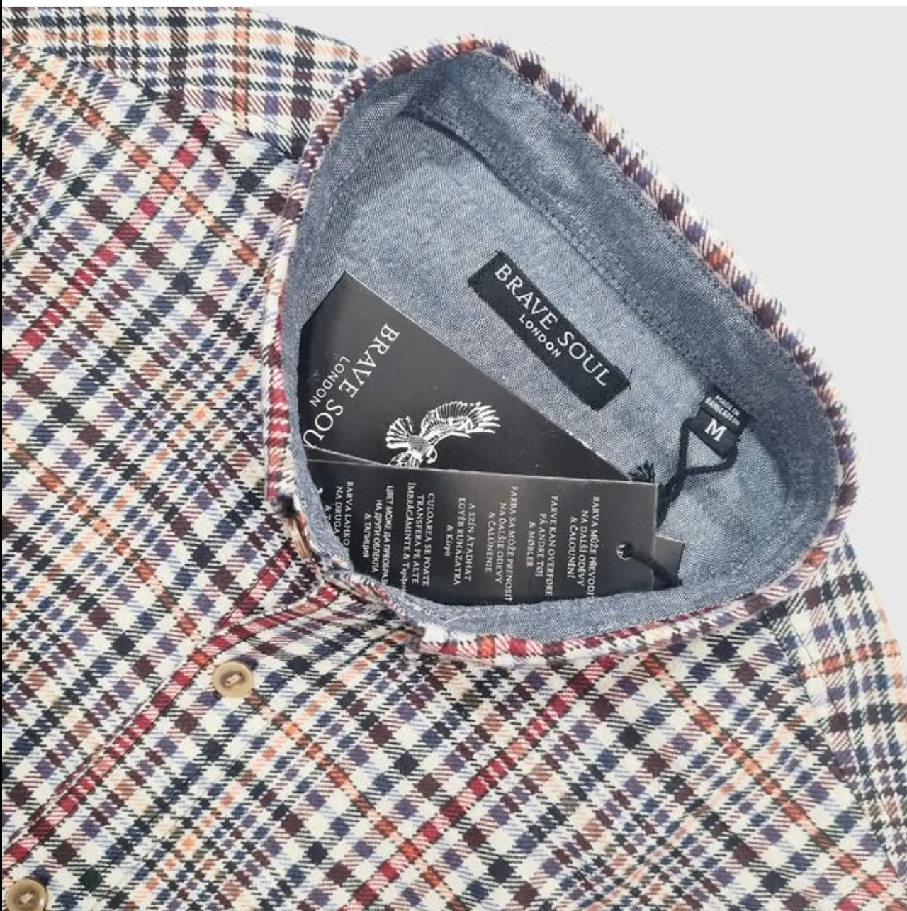 Brave Soul Regular Fit Brown Check Button Cuff Shirt