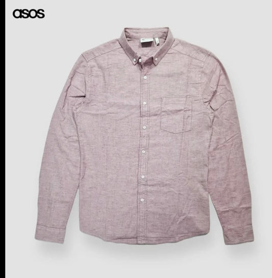 Asos Slim Fit Mauve Cotton Button Cuff Shirt