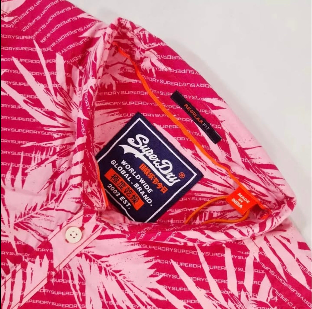 Super Dry Regular Fit Pink Pattern Short Sleeve Shirt