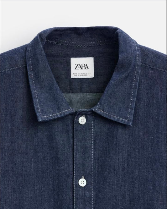 Zara Regular Fit Denim Shirt With Pockets