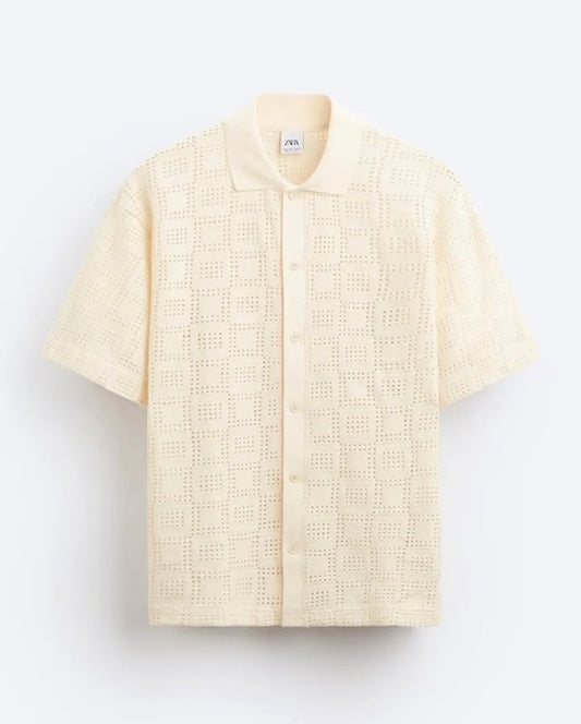 Zara Crochet Shirt in Ecru
