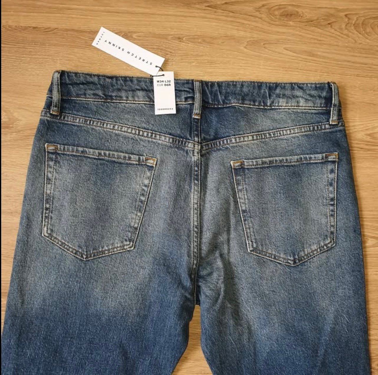 Topman Skinny Fit Ripped Stretch Denim in Blue Wash