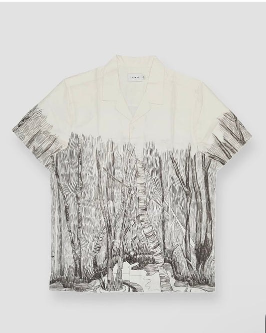 Topman Regular Fit Off White Cotton Shirt in Pattern