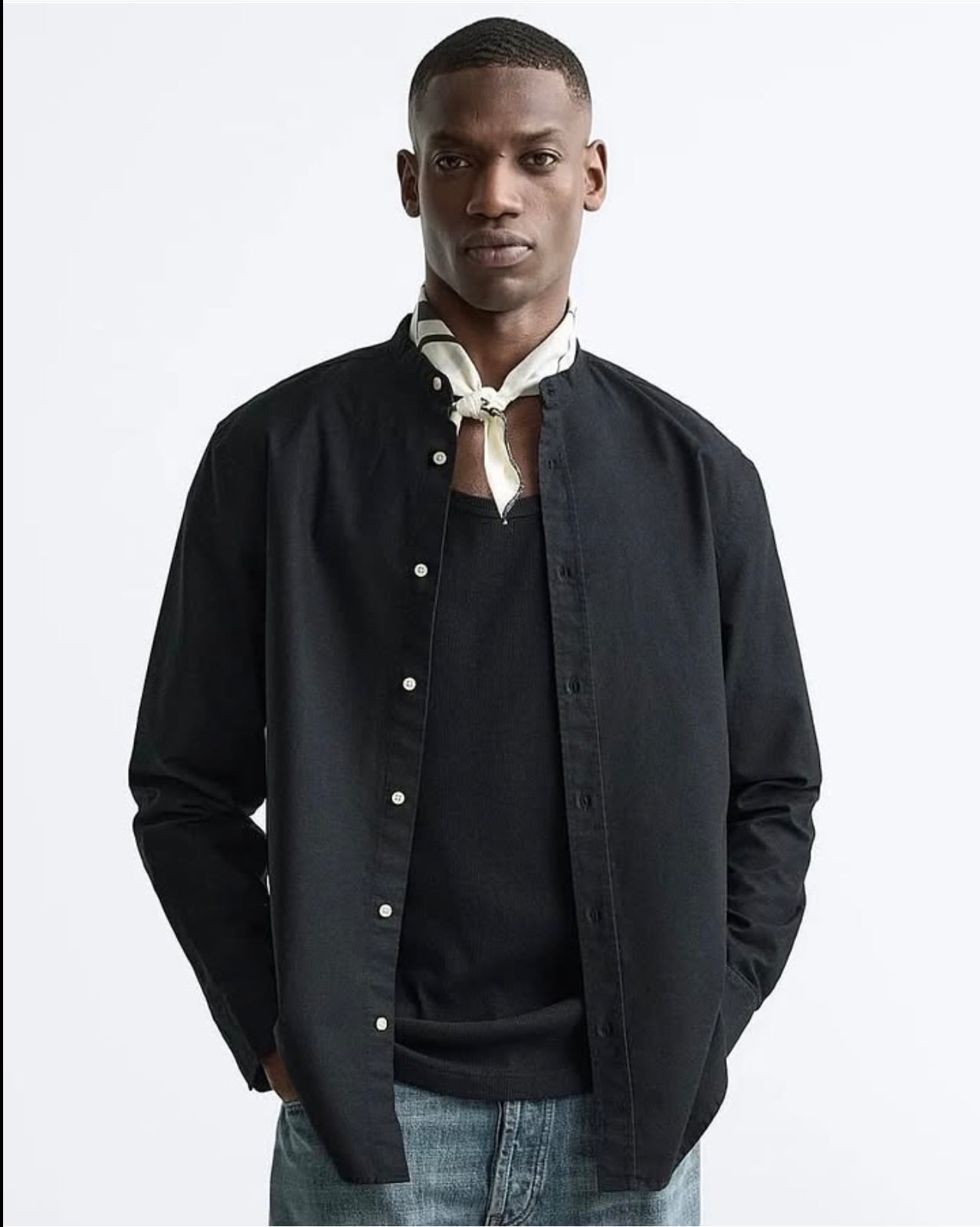 Zara Oxford Cotton Shirt in Black