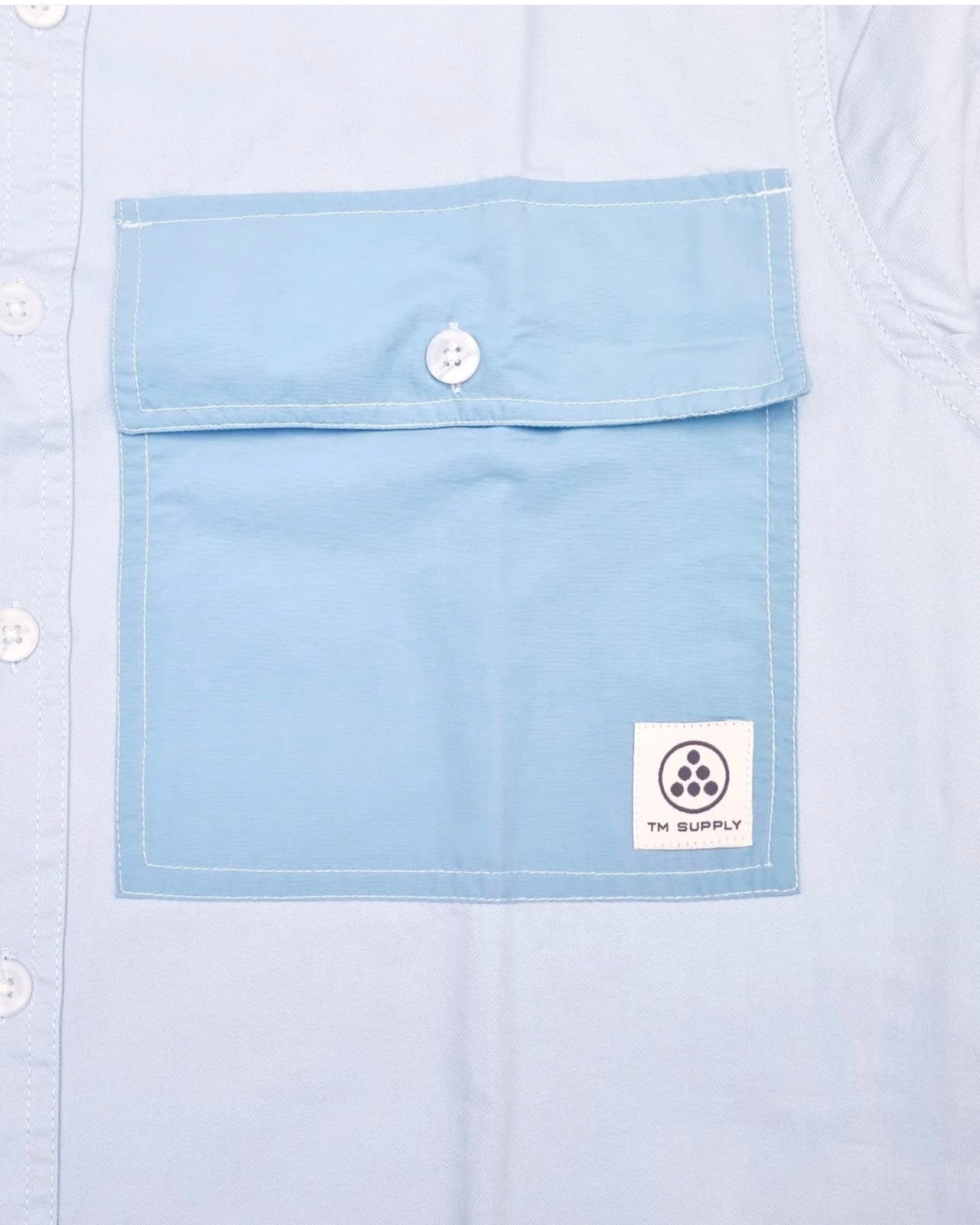 Topman Regular Fit Blue Cotton Button Cuff Shirt With Utility Pockets