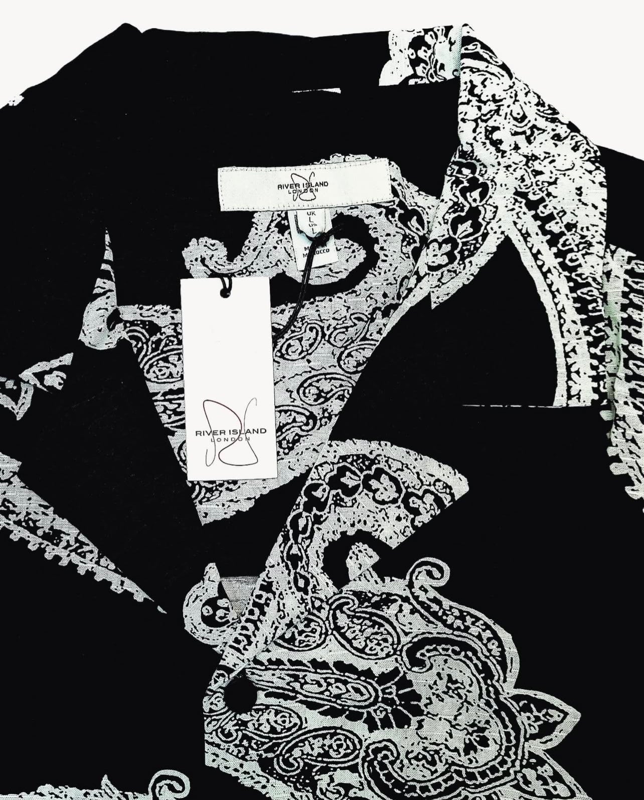 River Island Regular Fit Paisley Pattern Shirt in Black