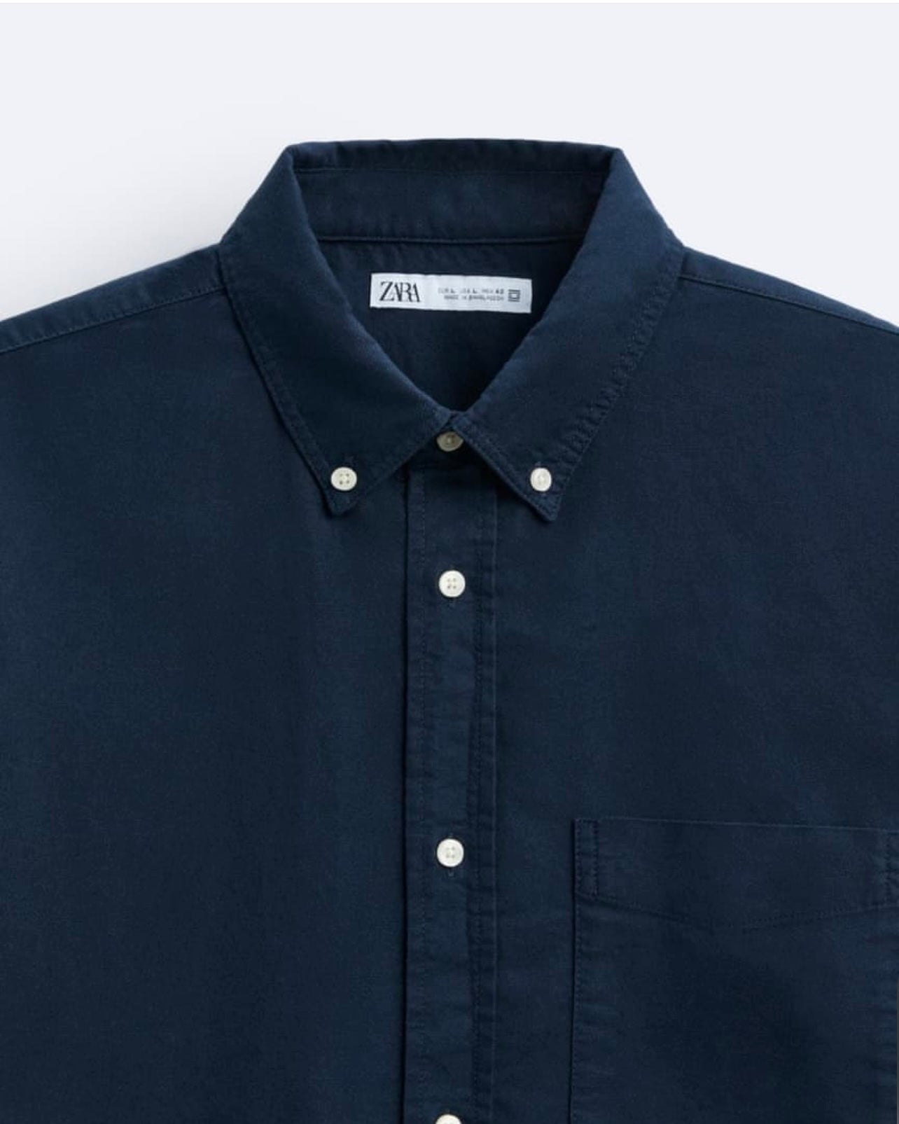 Zara Regular Fit Oxford Cotton Shirt in Navy