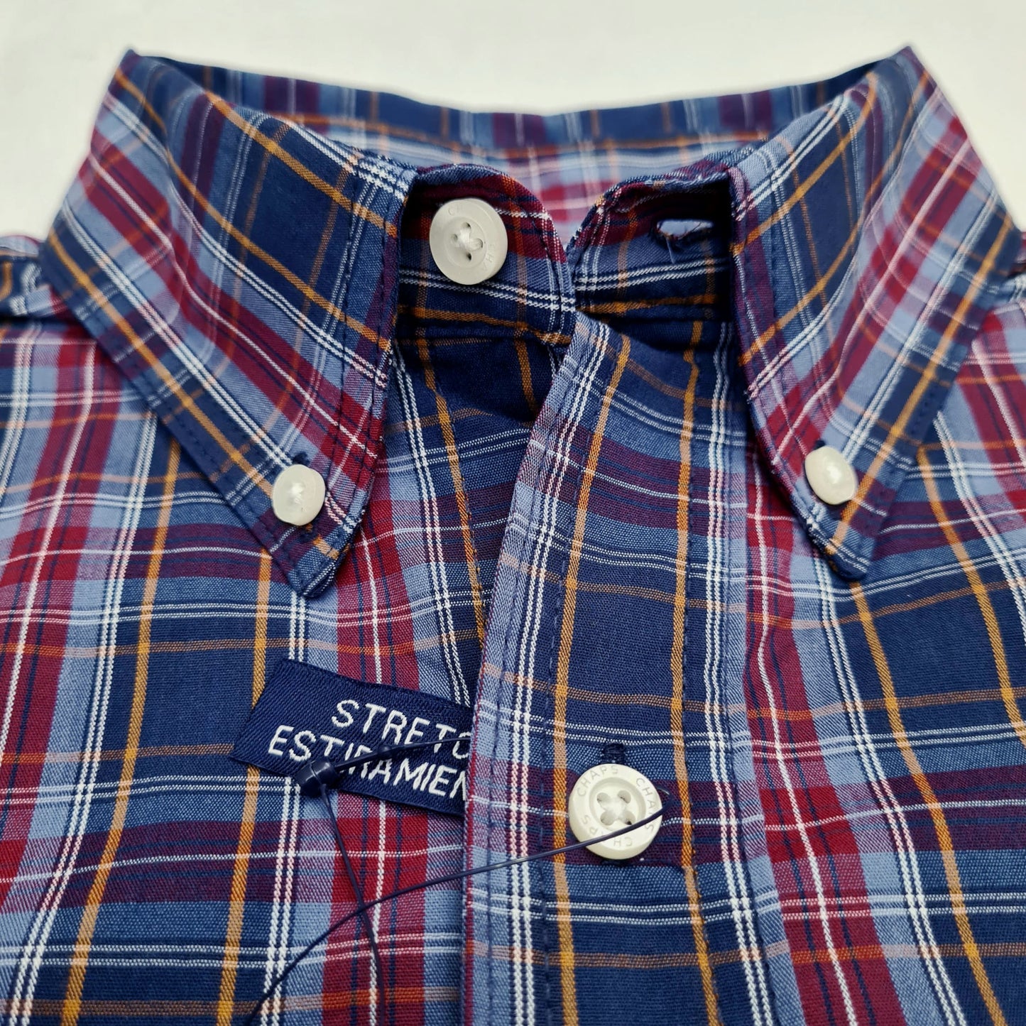 Chaps - Regular Fit Shirt in Navy Plaid