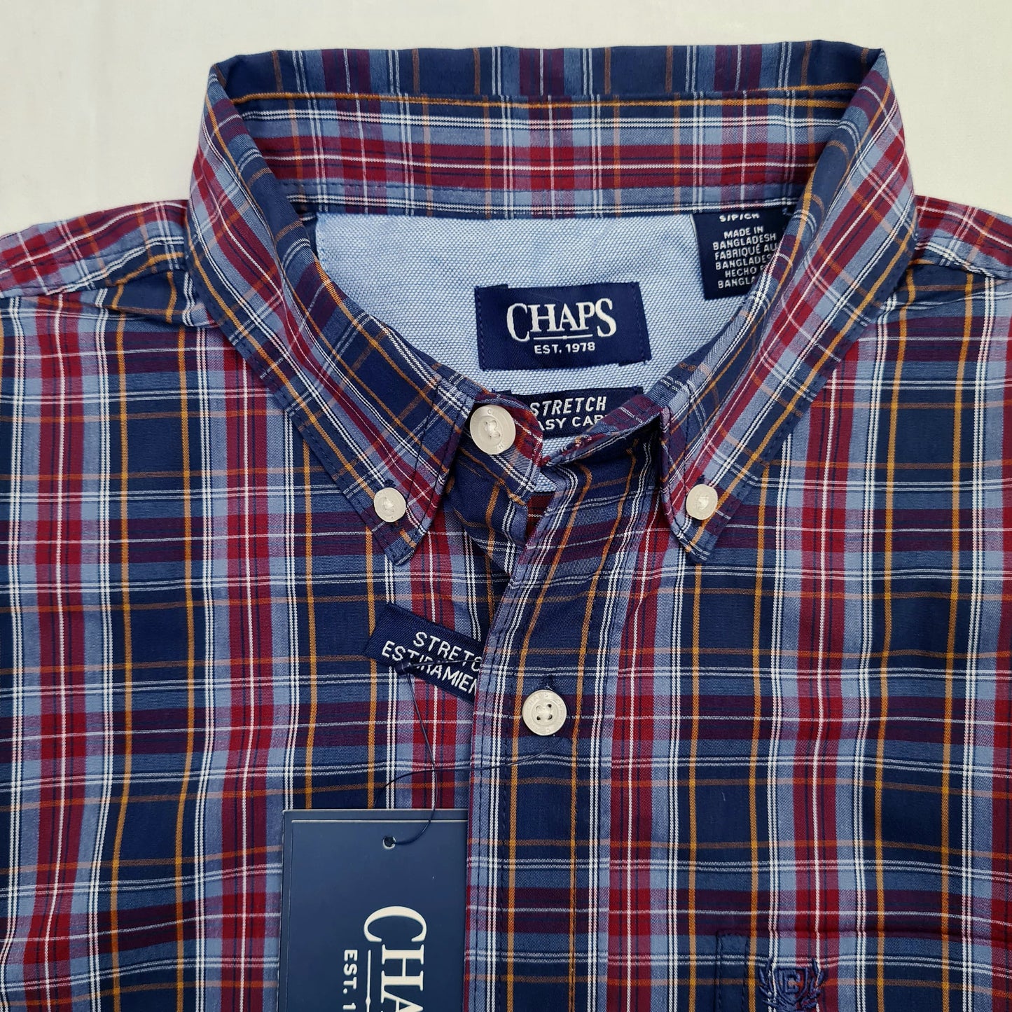 Chaps - Regular Fit Shirt in Navy Plaid