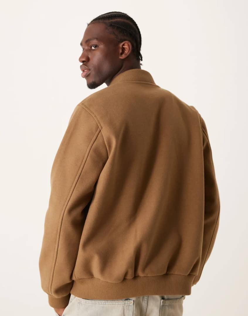 New Look Regular Fit Bomber Jacket in Brown