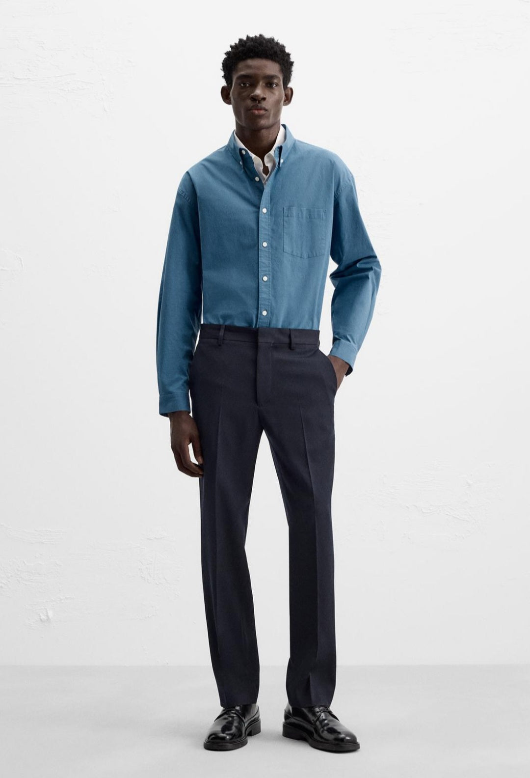 Zara - Regular Fit Cotton Shirt in Blue