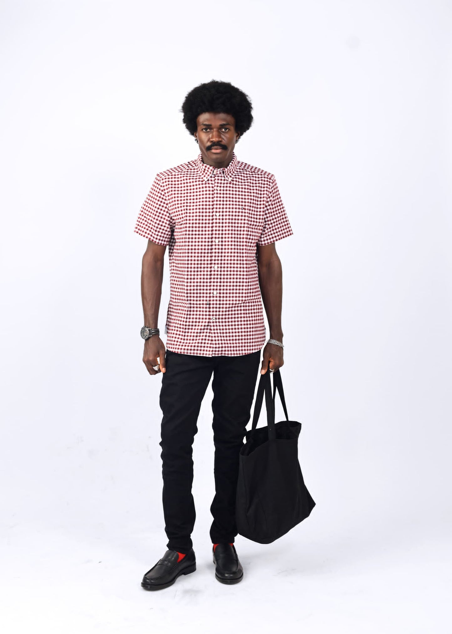 Tommy Hilfiger Red Oxford Cotton Check Shirt