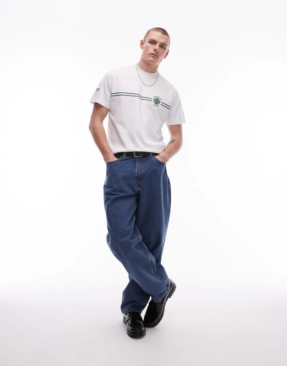 White Printed Embroidered Cotton Jersey T-Shirt
