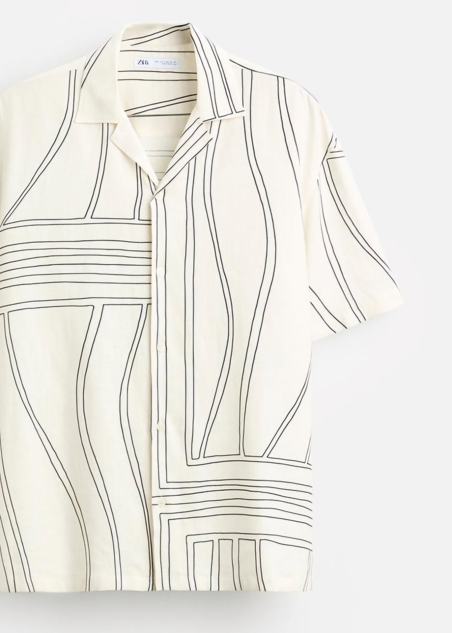 Zara - Cotton / Linen Blend Shirt in Pattern