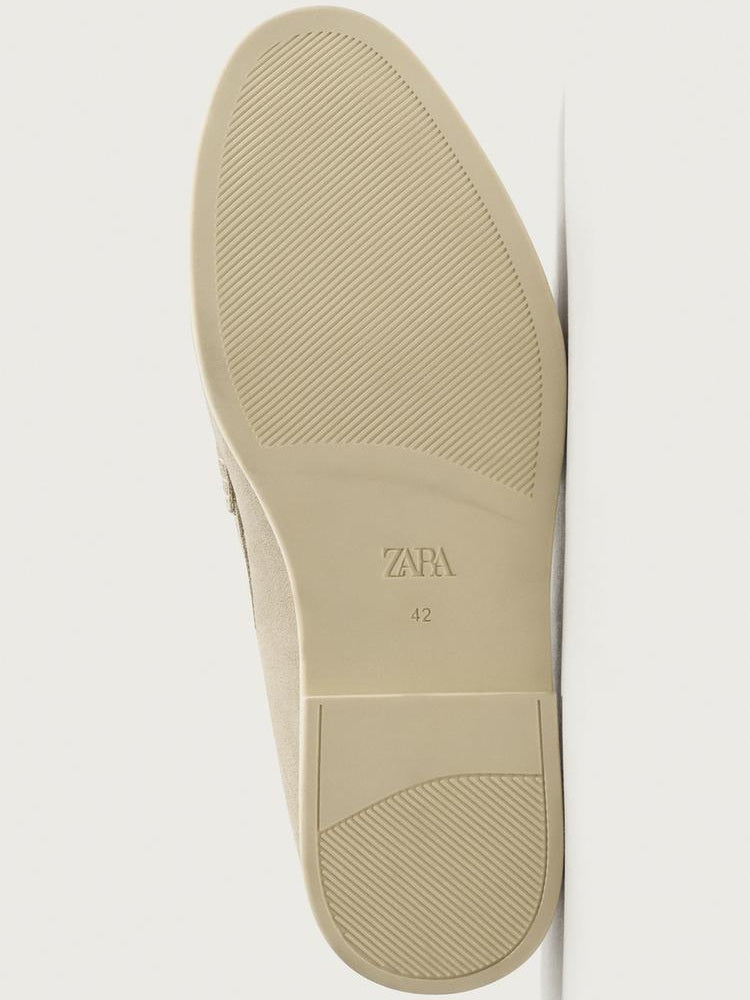 Zara Casual Leather Loafer in Beige