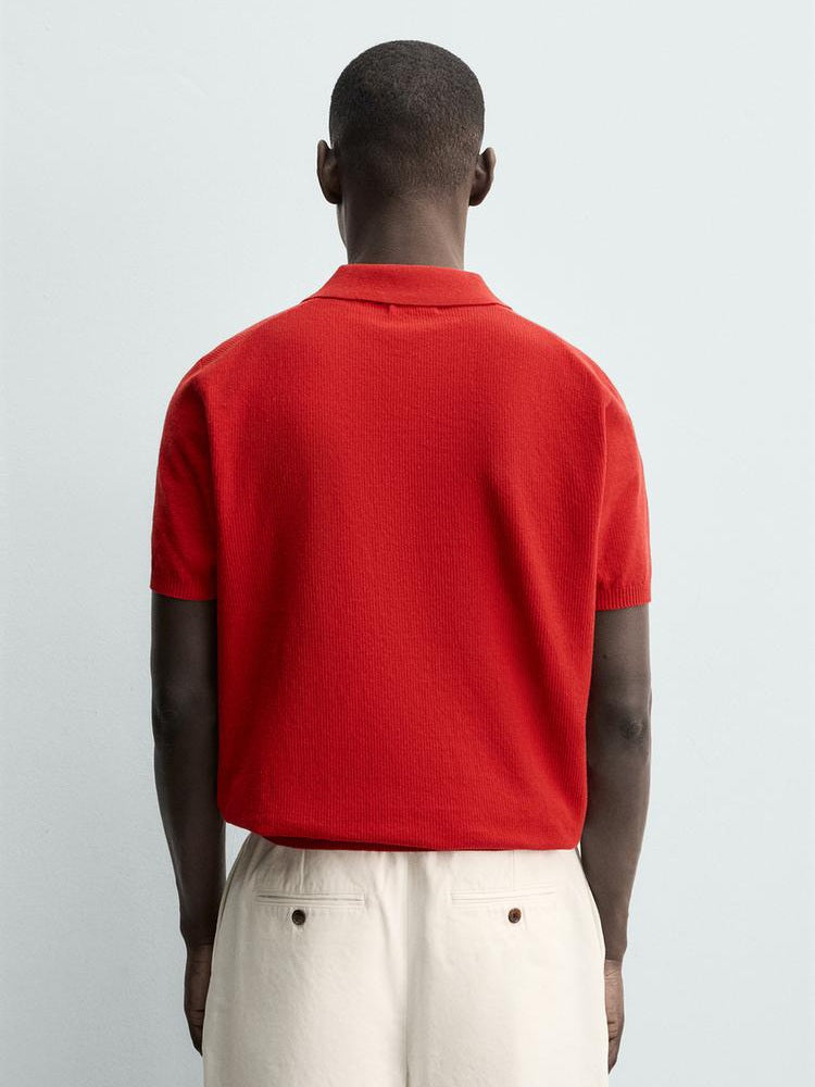 Zara Regular Fit Cotton Knit Polo Shirt