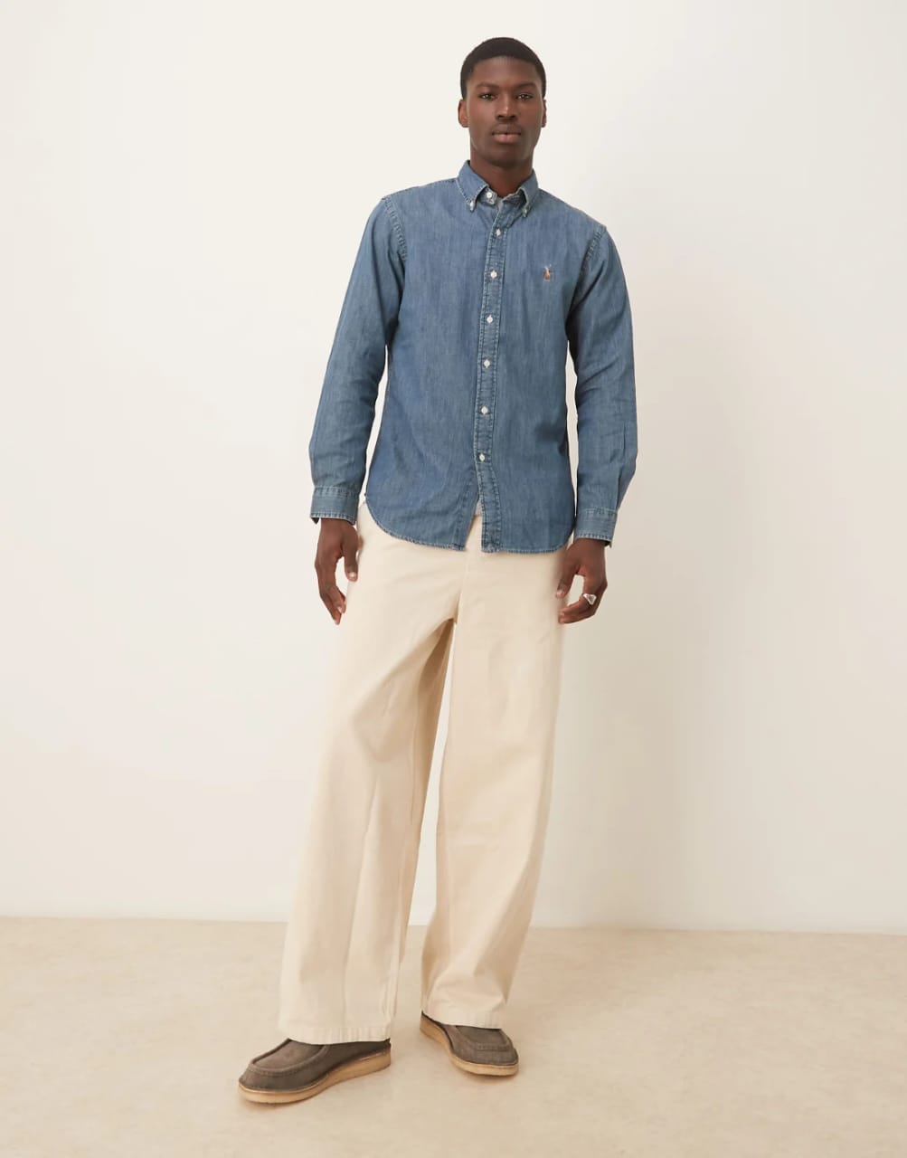 Polo Ralph Lauren Classic Fit Dark Blue Chambray Cotton Shirt