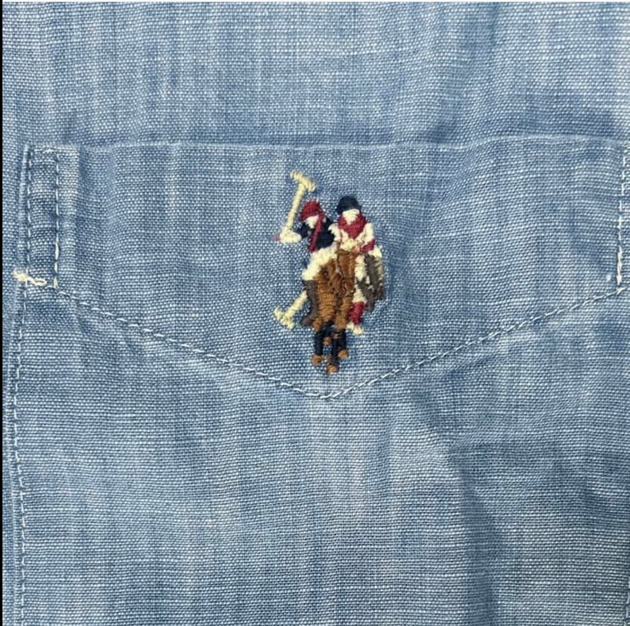 Us Polo Assn Chambray Woven Long Sleeve Shirt