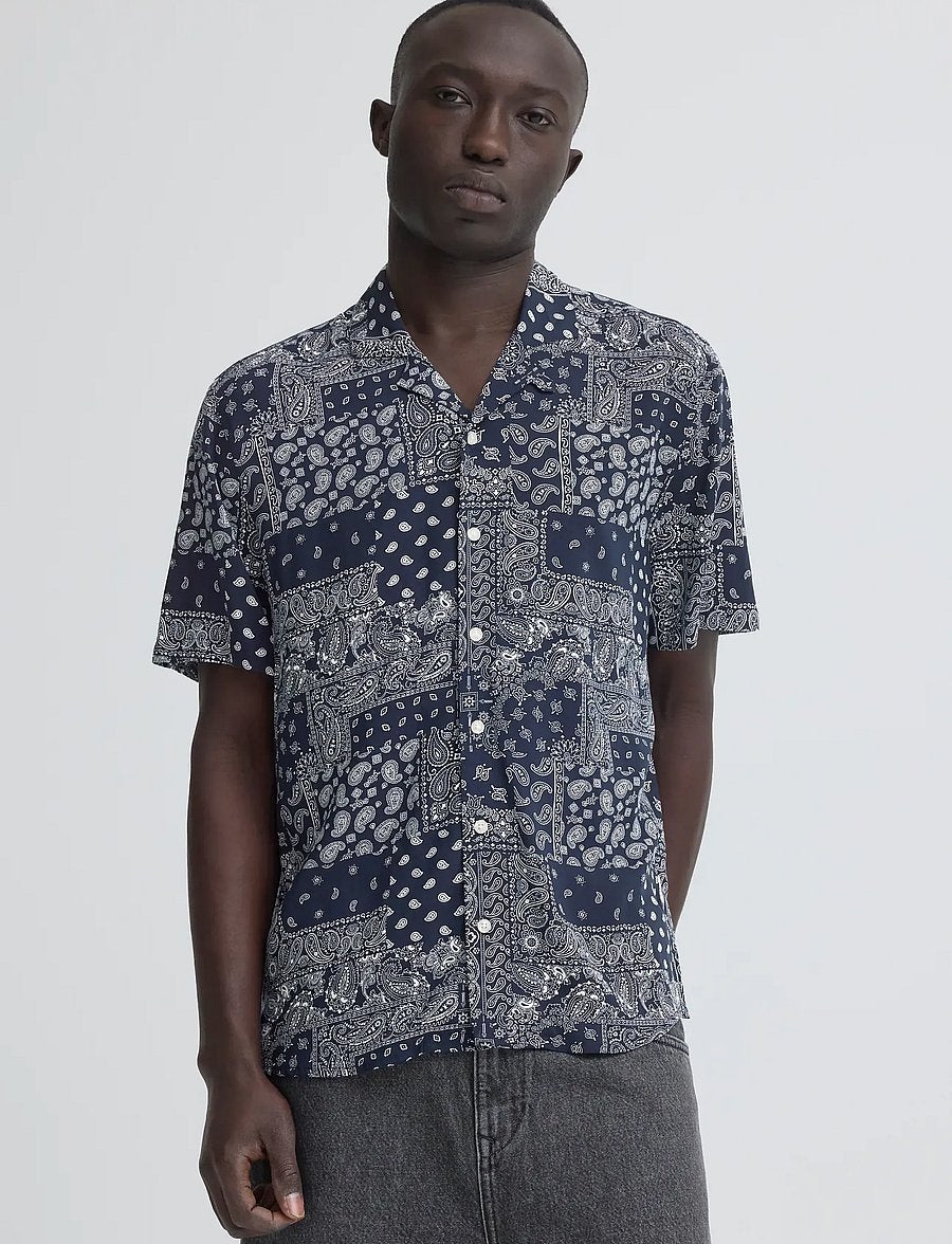 Blend Regular Fit Bandana Print Shirt in Navy
