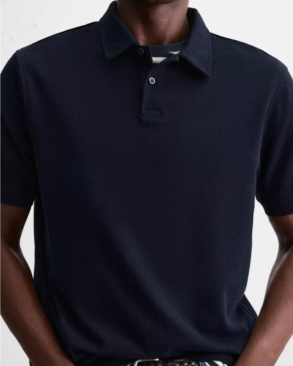Zara Textured Polo in Navy