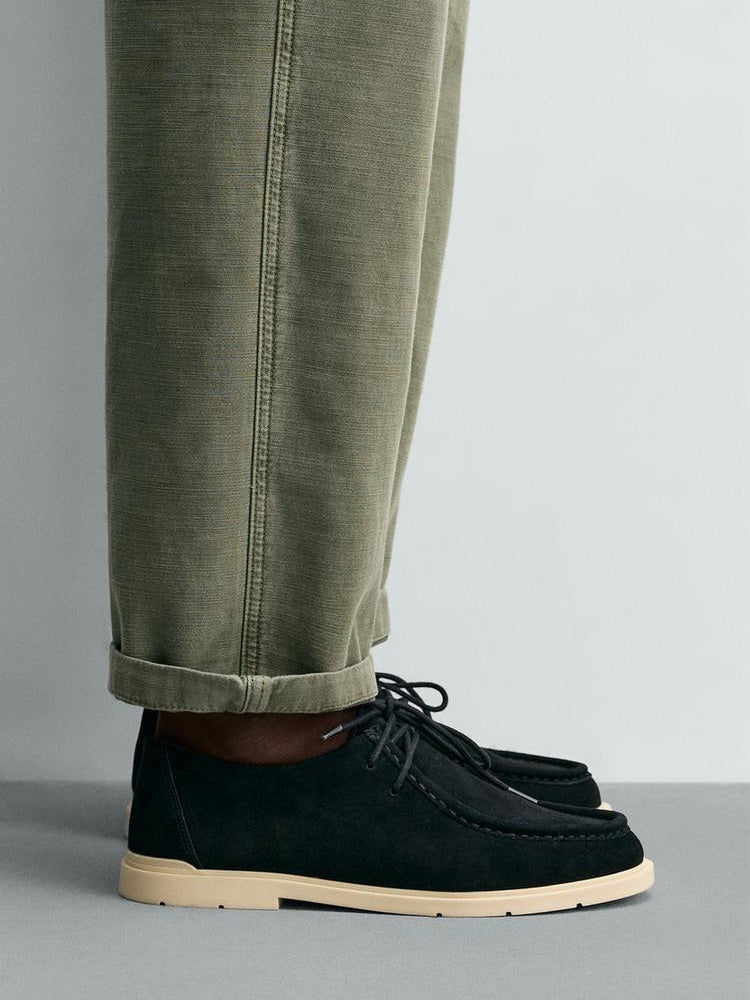 Zara Leather Casual Shoes in Black