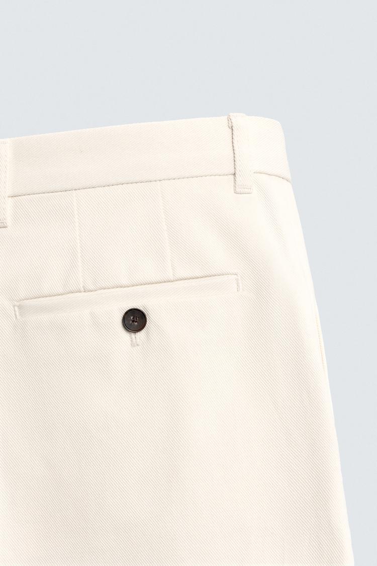 Zara Regular Fit Textured Pants in Beige