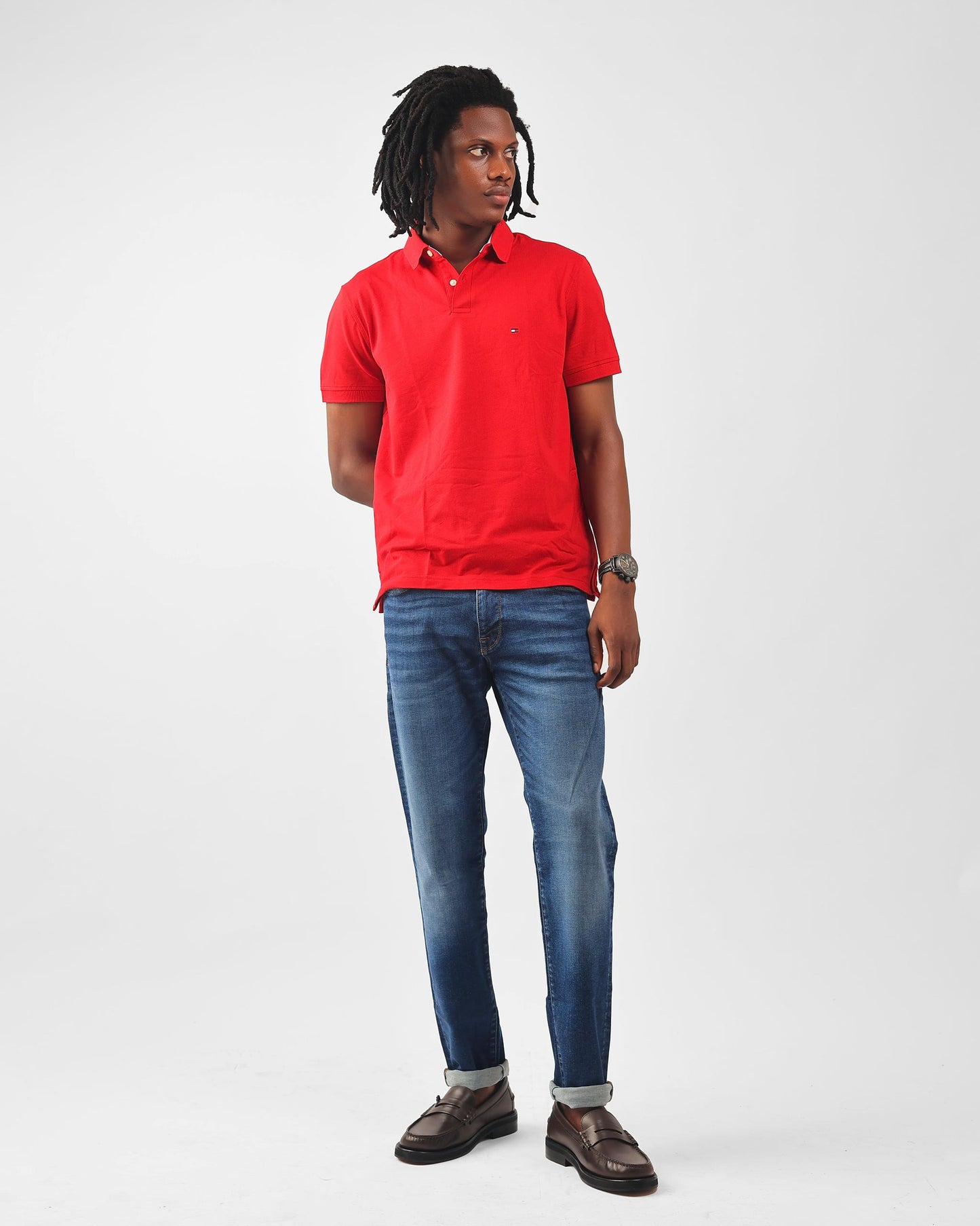 Tommy Hilfiger Regular Fit Red Short-Sleeve Stretch Polo
