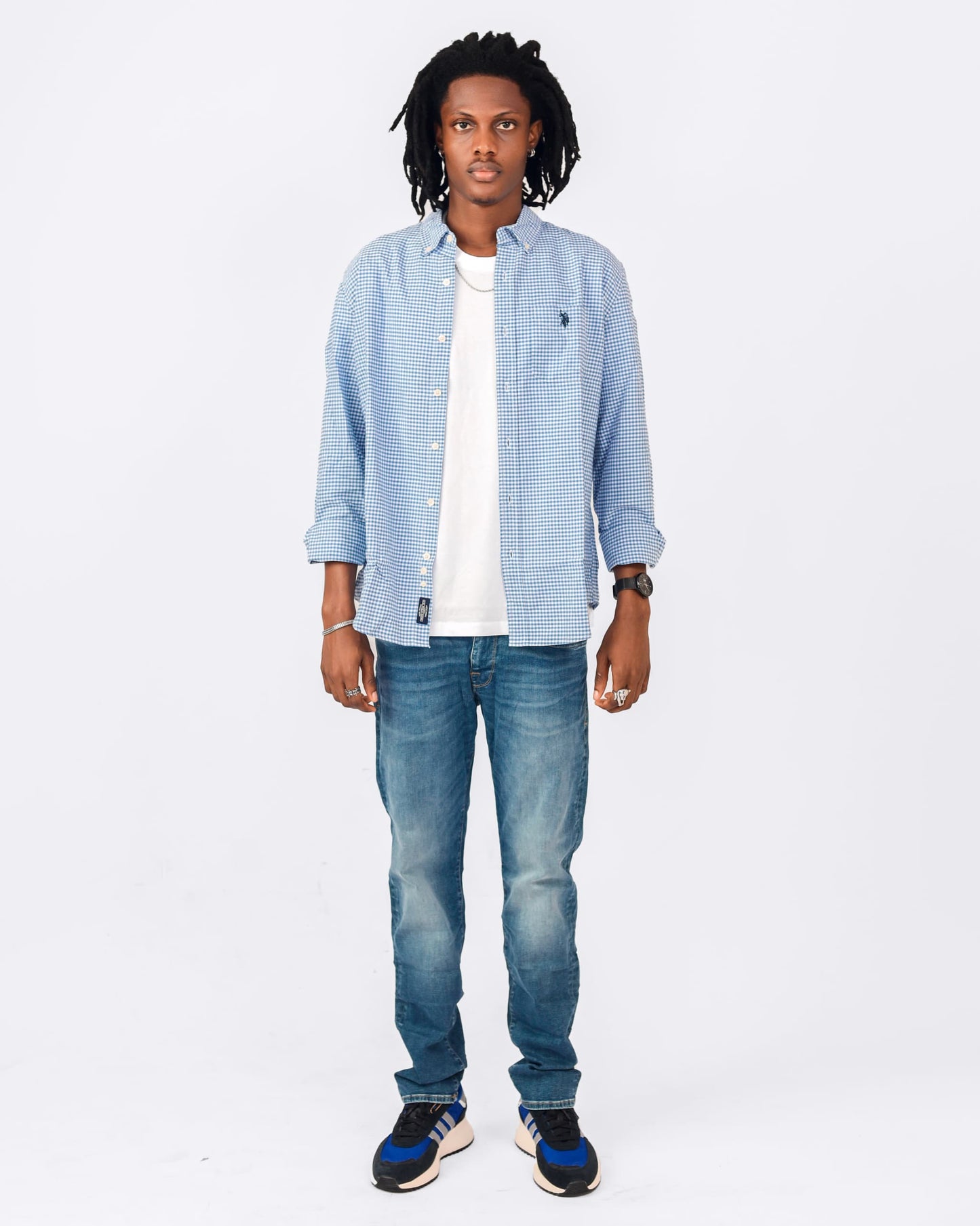 Regular Fit Light Blue Oxford Cotton Check Shirt