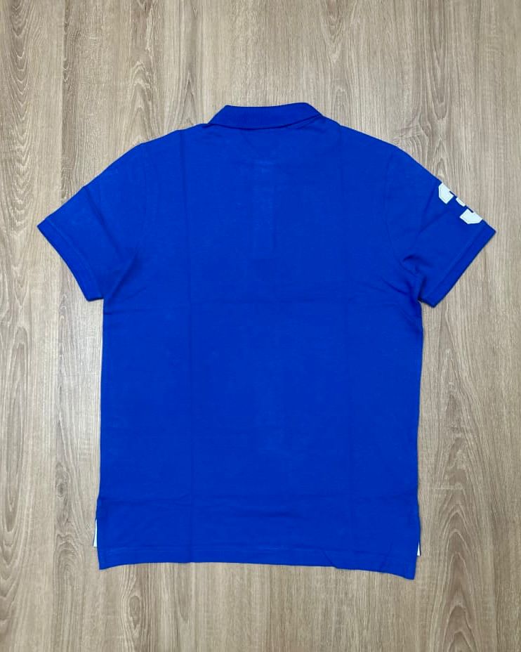 Regular Fit Pique Blue Big Logo Polo Shirt