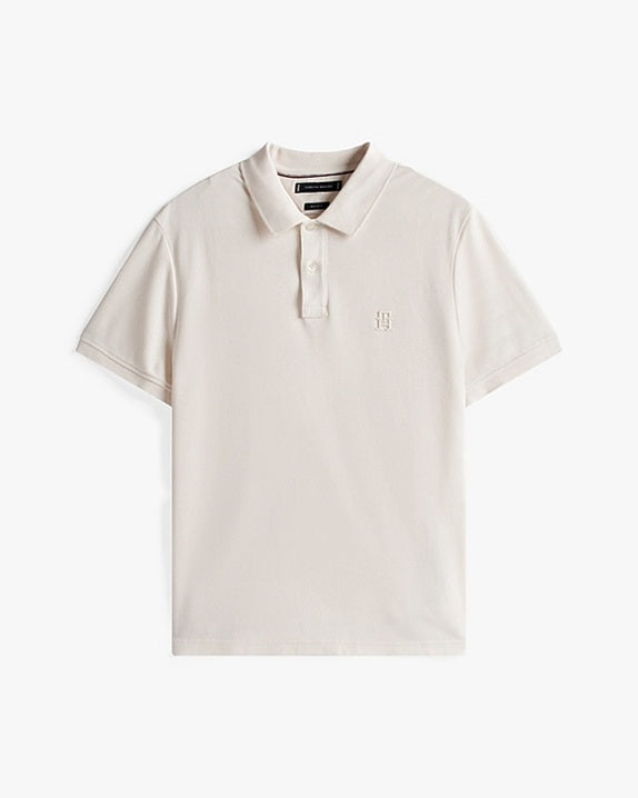 Tommy Hilfiger Beige Monogram Regular Fit Polo Shirt