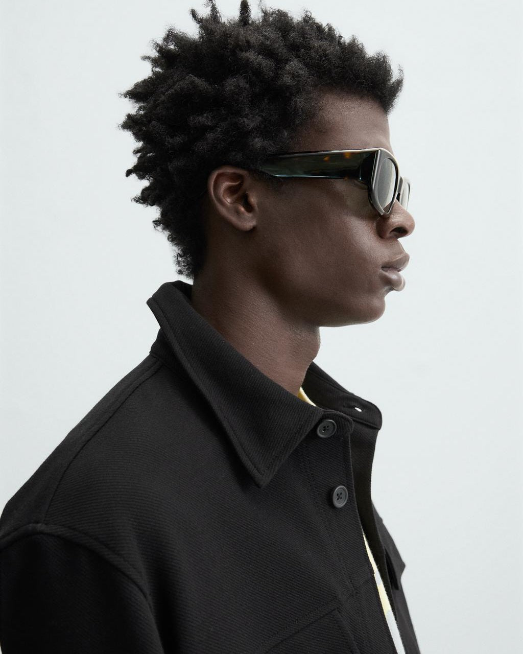 Zara Textured Overshirt in Black