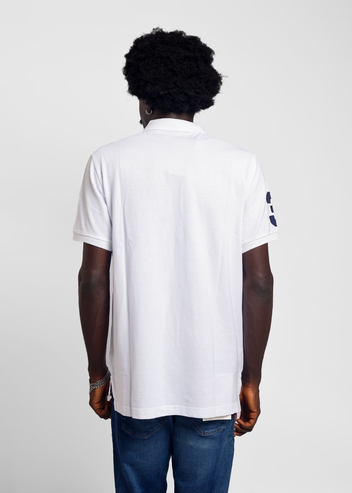 Multi-Color Logo Solid Pique Polo Shirt
